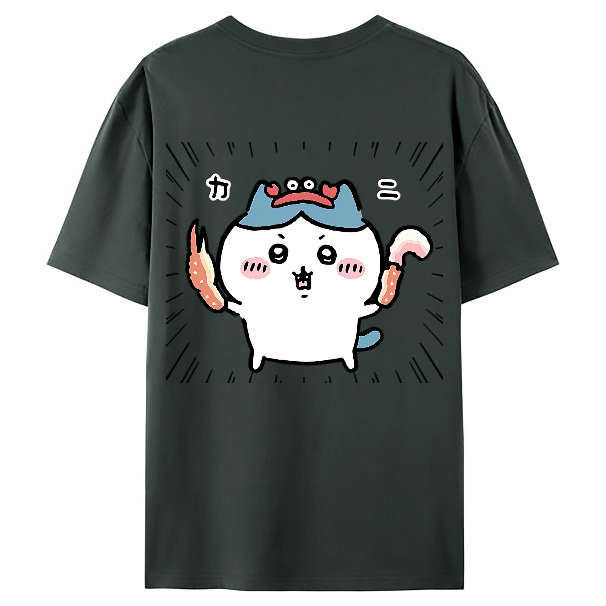 （画像用） ちいかわ ハチワレ Chii-kawa hachiware 綿100％ メンズ半袖Tシャツ（バックプリント） 通気性